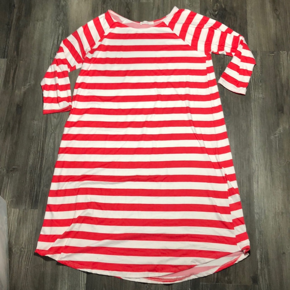 Reborn J Coral and Ivory Striped Dress